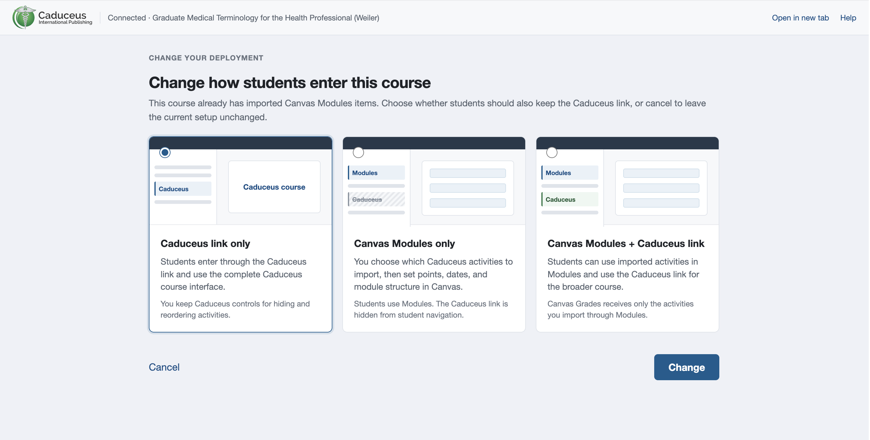Faculty deployment screenshot