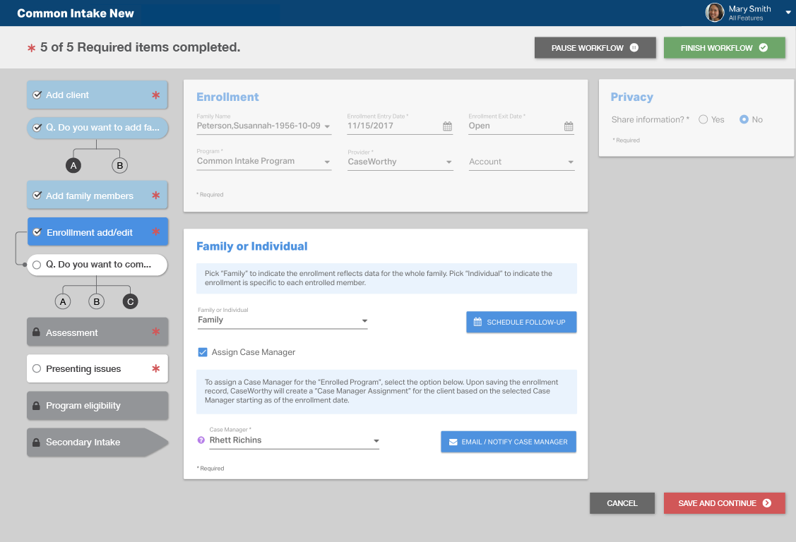Guided intake workflow from a delivered product
